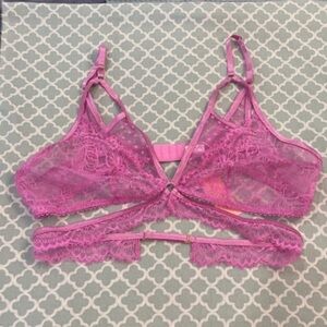 Mentionables Purple Lace Mesh Unlined Bralette 2X NWT